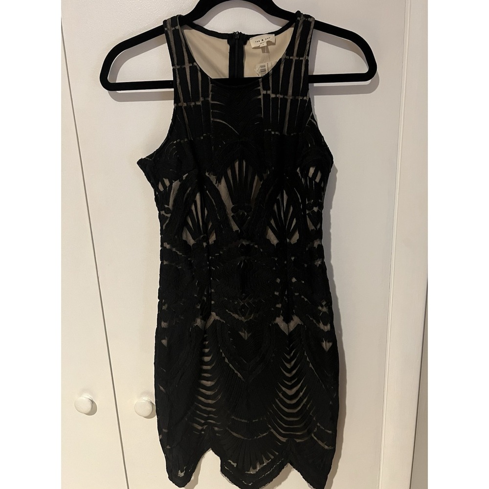 NWT Tea &‎ Cup Womens Black Lace Layered Dress Size Small S Tank Sleeveless